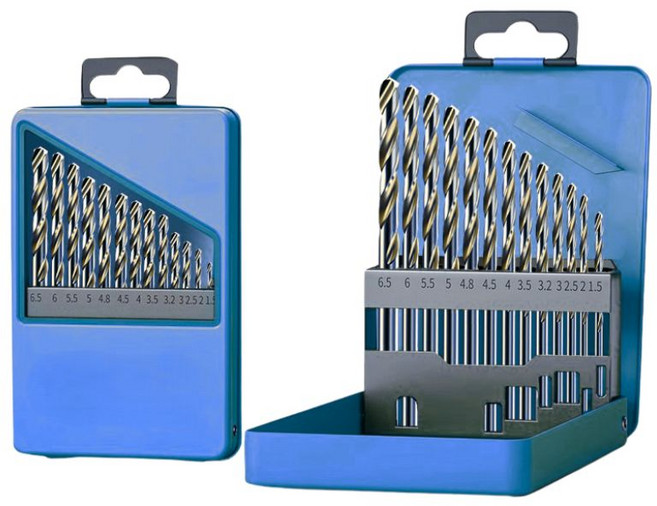 tinduo 코발트 드릴 비트 1mm-6.5mm 세트 스텐 금속 철판기리 13종 세트, 하늘색, 1개