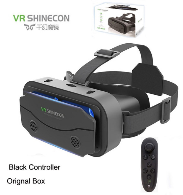 가상현실 vr SHINECON-3D 헬멧 VR 안경 3D 가상 현실 헤드셋 구글 판지 5-7 모바일 오리지널 박스 포함, 02 VR BLACK CONTROLLER, 1개