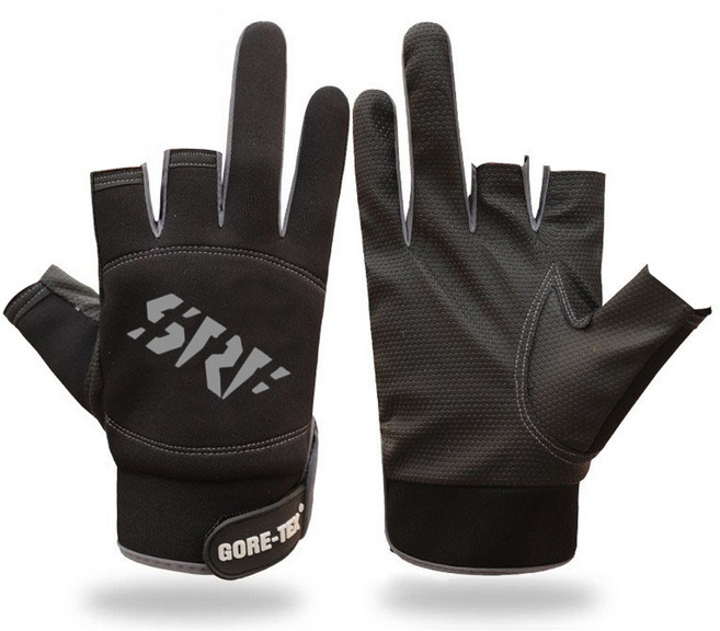 SRF 낚시 장갑 논슬립 글러브 3컷 WG-3, 1세트, 블랙