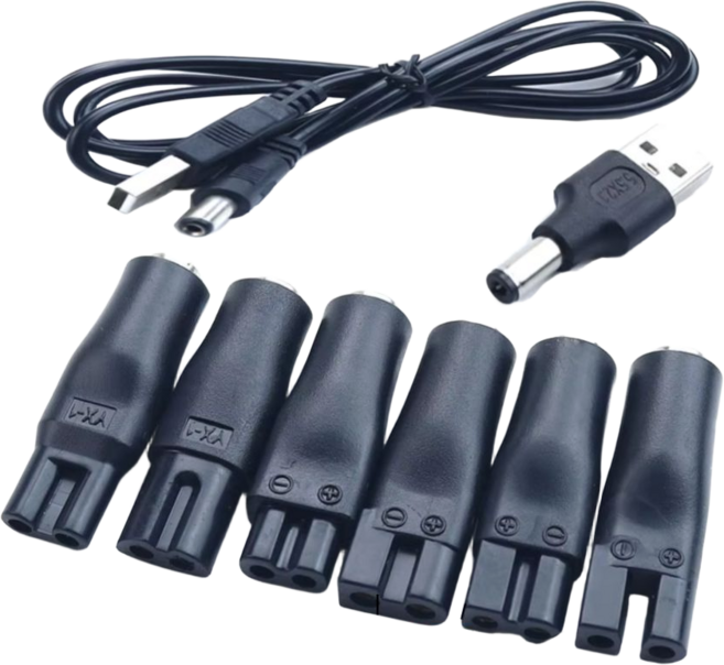 셀링피아 모든종류의 면도기 전원 코드 케이블 충전기 어댑터 트리머 충전기, 1세트, 블랙, 1m