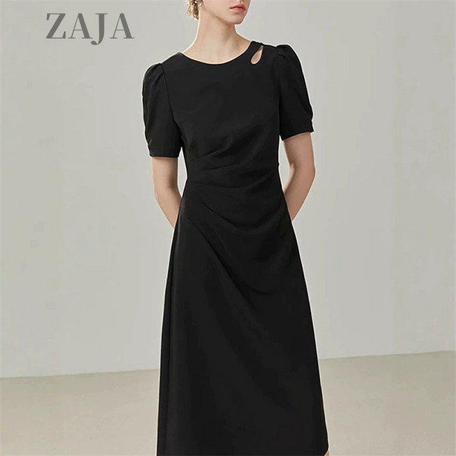 ZAJA 여성 하객룩 원피스 여름 정장 셔링 A라인 롱원피스