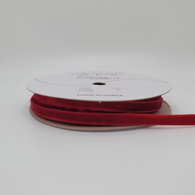 리디 크리스마스리본 겨울 트리 끈 선물 포장 장식, 벨벳리본, 11.레드, 3mm(20yd)18m