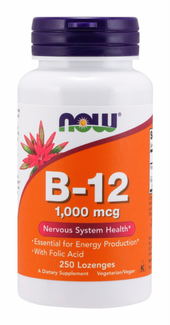 NOW Foods 維他命B-12補充錠 1000mcg, 250顆, 1罐