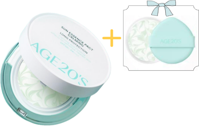 NEW AGE20S 선 에센스 팩트 무기자차 카밍 롱 프로텍션 12.5g SPF50+ PA++++ (본품+리필) 진정 쿨링팩트 16시간 자외선차단, 1개