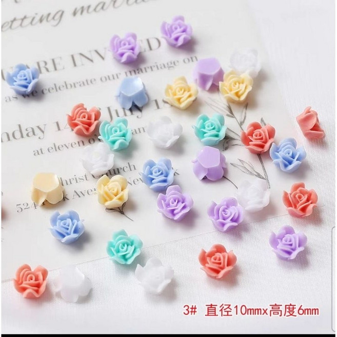 10mm 玫瑰花美甲飾品, 1個