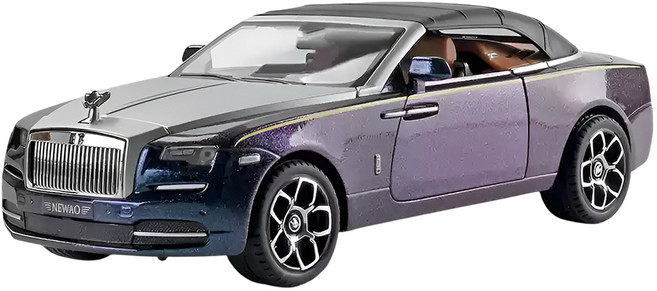 다이캐스트 1:24 롤스로이스 던 오픈카 컨버터블 모델 합금 풀백 자동차 모형, 1개, 퍼플