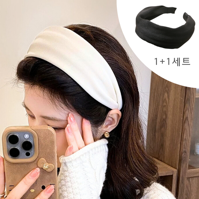글로윅 귀안아픈 여성 와이드 머리띠 헤어밴드 1+1