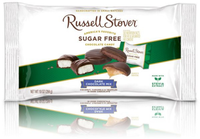 식 초콜릿 글루텐프리 수입자 러셀 스토버 무설탕 다크 믹스 10온스 캔디 개별 포장 바 스테비아로 달콤함, 284g, 1개