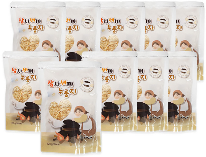 삼시세끼 수제 쌀 할머니 누룽지 탕 숭늉 포켓 건강안주 간식 간편 10P, 120g, 10개