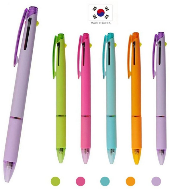 국산볼펜 나노파스텔 3색펜 (형광2+니들1) 형광펜과 니들심이 하나로, 10개, 혼합10(그린 퍼플 블루 오렌지 핑크 각2개)