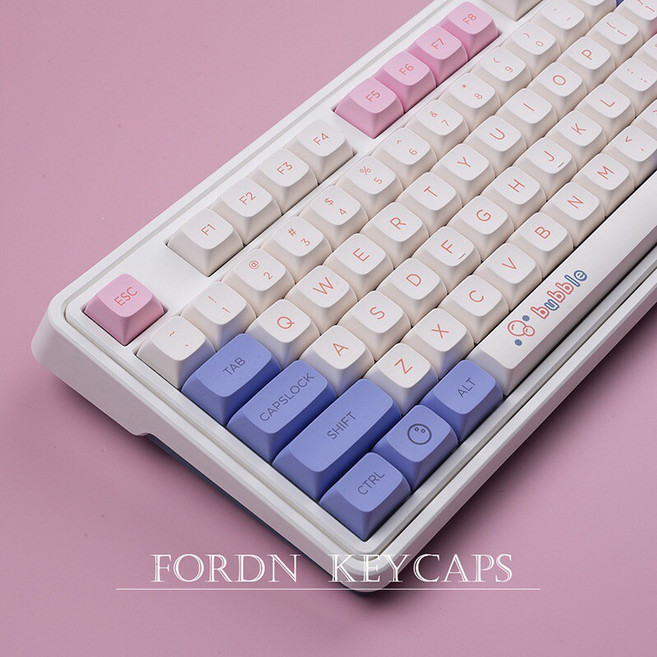 FORDN 機械鍵盤鍵帽 粉紫氣泡 PBT材質 XDA高度, 英文+注音-正面 (鍵帽)