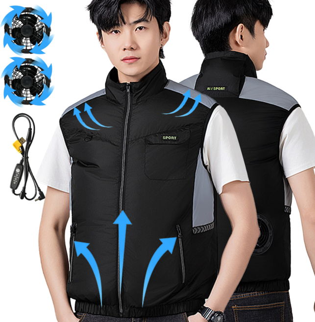 [KC인증] 선풍기조끼 에어컨조끼 아이스 냉각조끼 남녀공용 낚시 등산 현장작업복