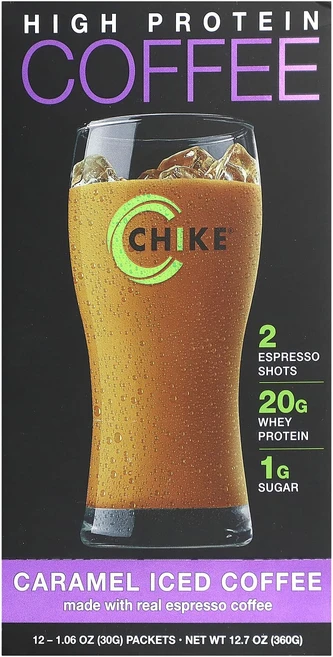 몸관리하세요 겨울입니다 Chike Nutrition 하이 프로틴 아이스 커피 캐러멜 12팩 팩당 30g(1.06oz) 특별관리진행, ChikeNutrition하이프로틴아이스커피캐러멜12팩, 30g - 쿠팡