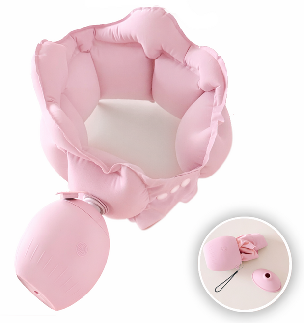 다세코 여행용목베개+펌프파우치+스트랩 기내용 목베개 공기주입 에어목베개 휴대용 머리받침 목 지지대