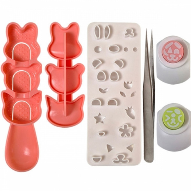 큐트미 토끼 곰 고양이 3구 주먹밥틀 세트, 혼합색상, 1세트