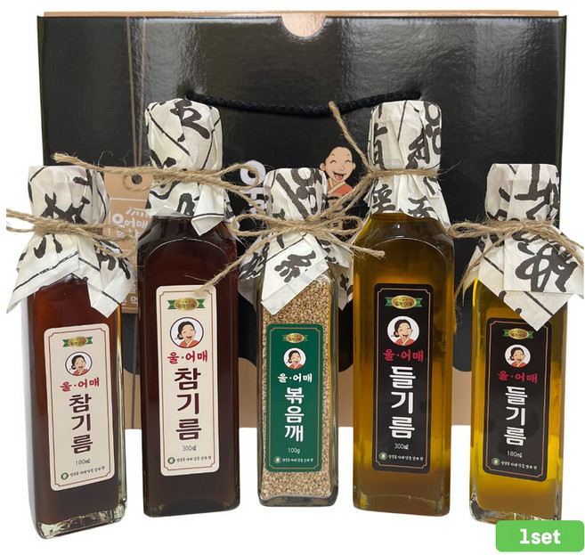 2026 설날 명절 참기름 들기름 볶음깨 선물세트 5종 저온압착 울어매, 1.06kg, 1세트