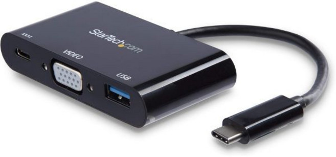 StarTech.com USBC VGA 멀티포트 어댑터 USBA 포트 전원 공급 장치USB PD USB C 변환기 동글, 1x USB-A 3.0 | VGA, 1개