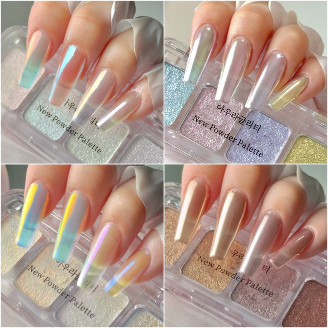 네일 파우더 팔레트 4종 새틴 메탈 물광, 올리브 뮤트, 1개