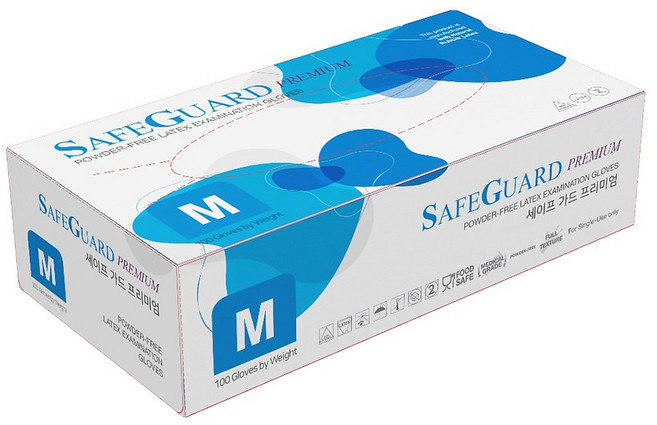 세이프가드 의료용 라텍스장갑, 100개, 남성용 M