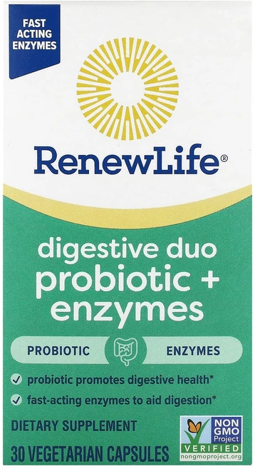 Renew Life 소화 듀오 프로바이오틱 + 효소 베지 캡슐 30정, RenewLife소화듀오프로바이오틱효소베지캡슐30정, 1개 - 쿠팡