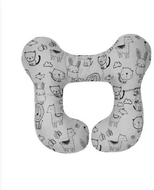 貝克圖爾 兒童蝴蝶圈護頸枕，柔軟棉質，頭頸支撐，適用安全座椅，寶寶安穩好眠, 灰色動物款