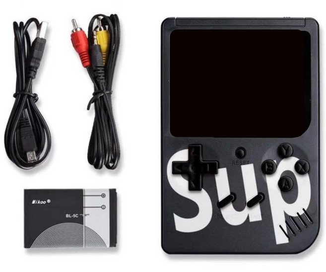 SUP 오락실 휴대용 레트로 게임기 추억의게임 400게임 1인용, 블랙