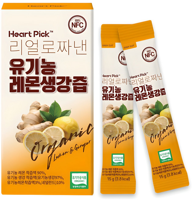 하트픽 리얼로 짜낸 유기농 레몬생강즙 14p, 210g, 1개