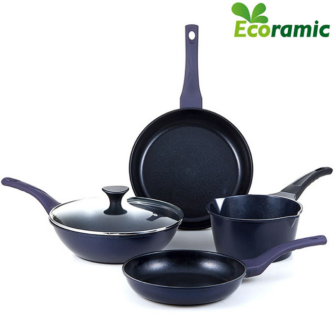 [에코라믹] 블랙사파이어 IH 프라이팬+냄비 4종세트, 없음, 단품, 1개