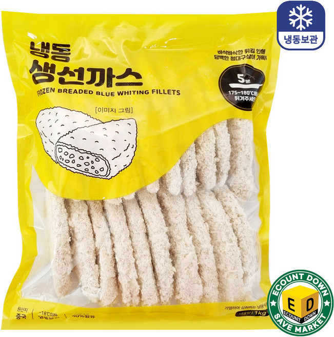 대구 생선까스 냉동 수제 흰살생선, 1kg, 1개
