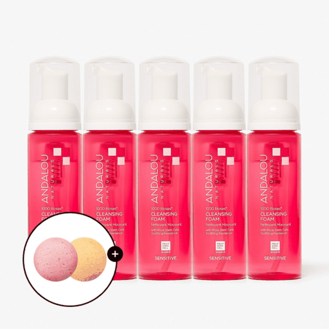 천송이 로즈 클렌징폼 163ml 5개 + 스펀지 1개