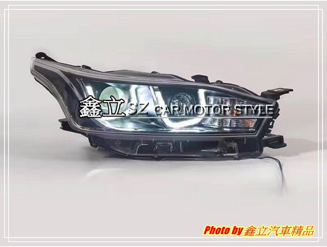 YARIS 14-16 雙U LED 光導管 雙色 Q5款 魚眼 大燈, 1個