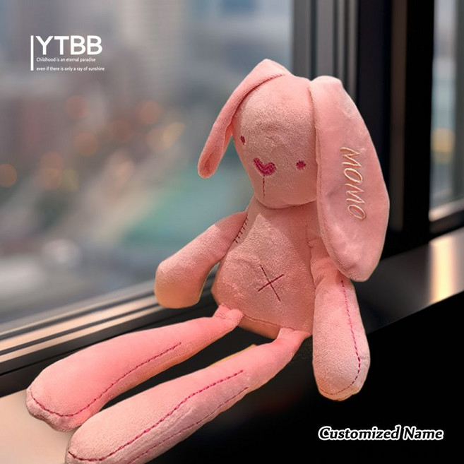YTBB 兔子毛絨安撫娃娃 個人訂製, 1個, 粉色