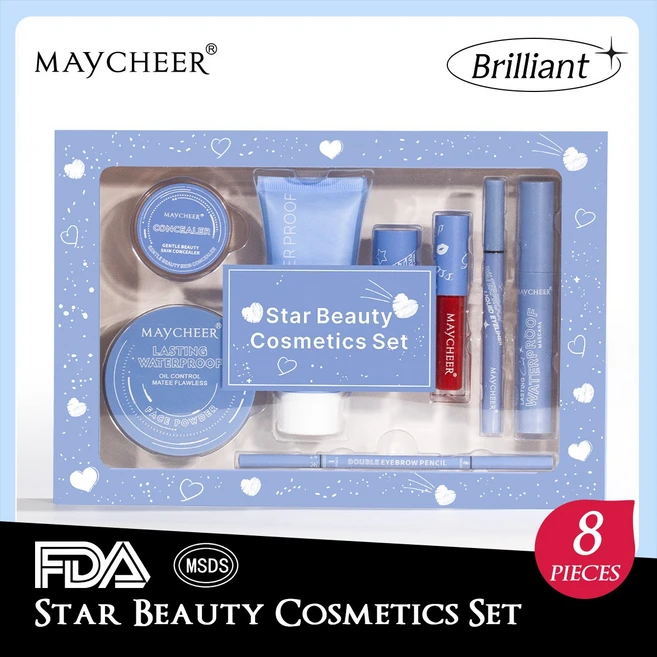 [특별구성] 보라빛 감성 가득 스타 뷰티 메이크업 풀세트 (립밤 3.5g*1 라이너 1g*1 틴트 3g*1 마스카라 6g*1 브로우 브러쉬 0.3g*1 파운데이션 60g*1 팩), 메이크업 풀 세트, 1개 - 쿠팡