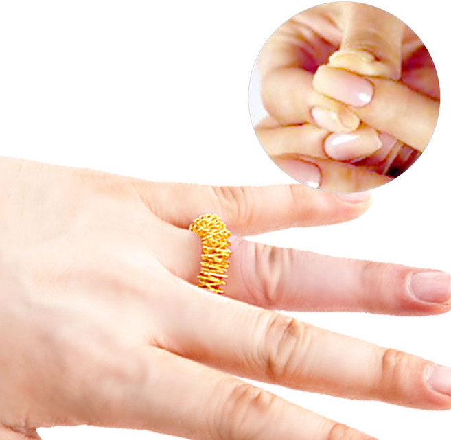 1+1 손가락 지압 반지 손마사지 지압기 마사지기 손안마기, 골드 1+1