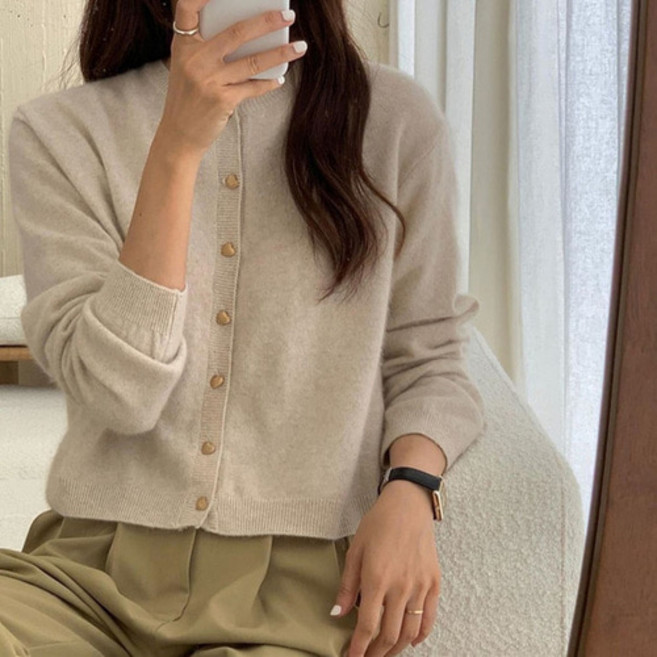루즈리 DEAR 러블리 하트 단추 여자 여성 니트 가디건