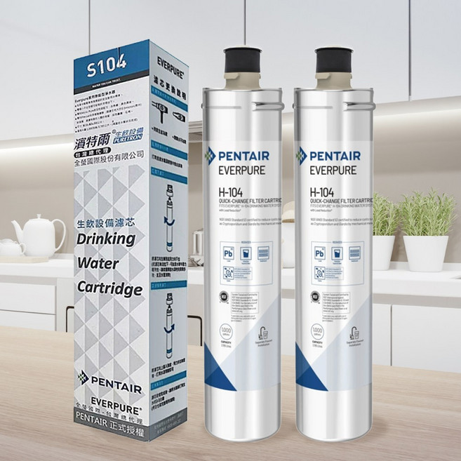 PENTAIR濱特爾 強效抑垢家用型淨水器濾心 H-104 公司貨, 1個, 2入裝 - 原廠公司貨7天保固