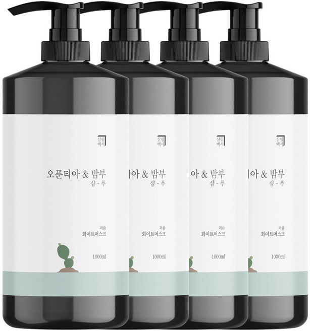 살림백서 오푼티아 앤 밤부 퍼퓸 샴푸 화이트머스크, 1L, 4개