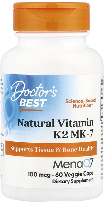 Doctor's Best MenaQ7 함유 천연 비타민K2 MK-7 100mcg 베지 캡슐 60정, DoctorsBestMenaQ7함유천연비타민K2MK71, 1개 - 쿠팡