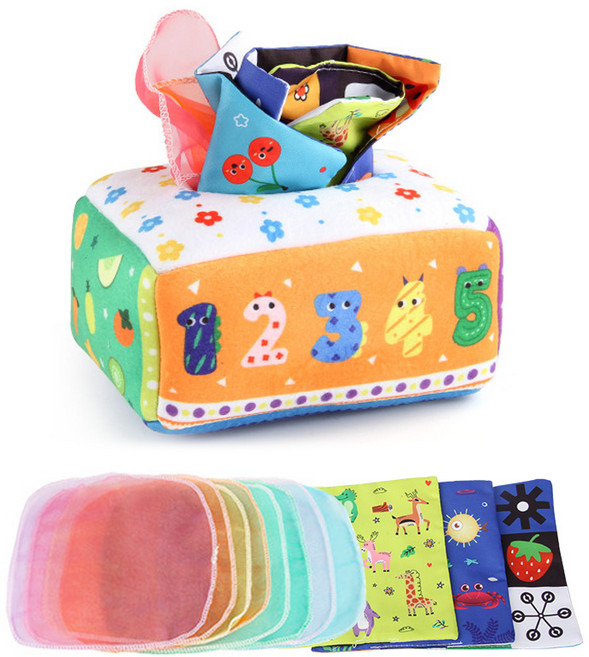 오솜 매직 티슈 케이스 유아용 촉감놀이 완구 세트, 1개, 숫자 매직 티슈 케이스