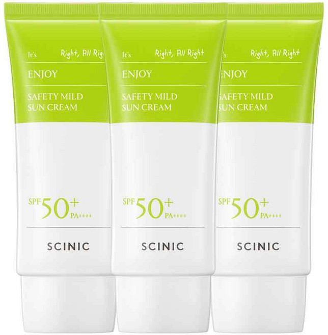 싸이닉 엔조이 세이프티 마일드 비건 선크림 무기자차 SPF50+ PA++++ 50g 3개, 50ml