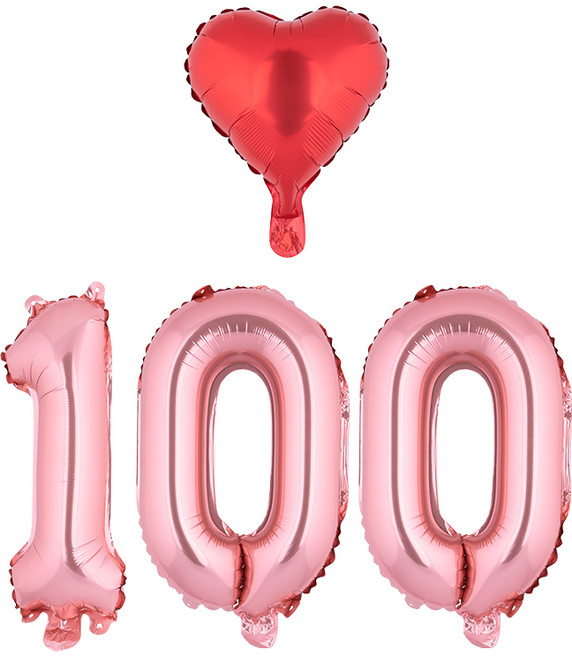 아트포유 100일 200일 300일 백일 풍선 이벤트 세트 4P, 1개, 핑크 골드 100