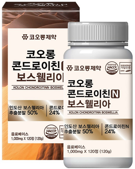 코오롱제약 콘드로이친N보스웰리아 1000mgx120정, 120정, 1개