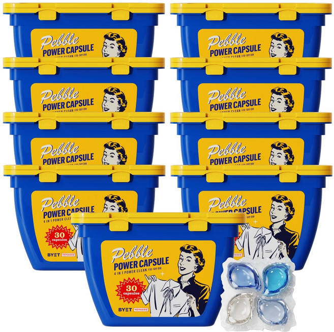 바이에트 페블 올인원 캡슐세제 이불 진드기 싹 비누향 4in1, 30개입, 9개