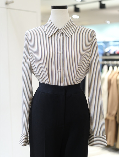 꼼빠니아 스트라이프 셔츠 블라우스 CADS3-WRC130