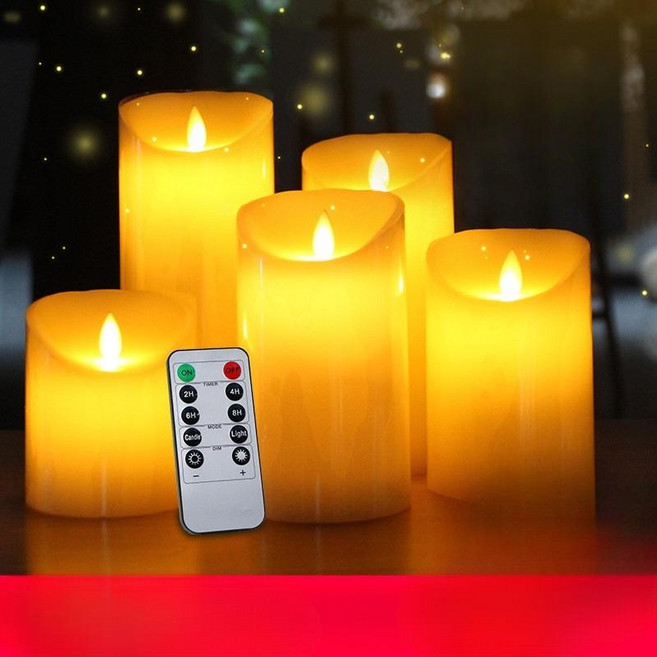 LED 충전식 전자 촛불 리모컨 무드등 스윙 불멍 효과 조명, 파라핀 리모콘 광택 7.5x27.5cm