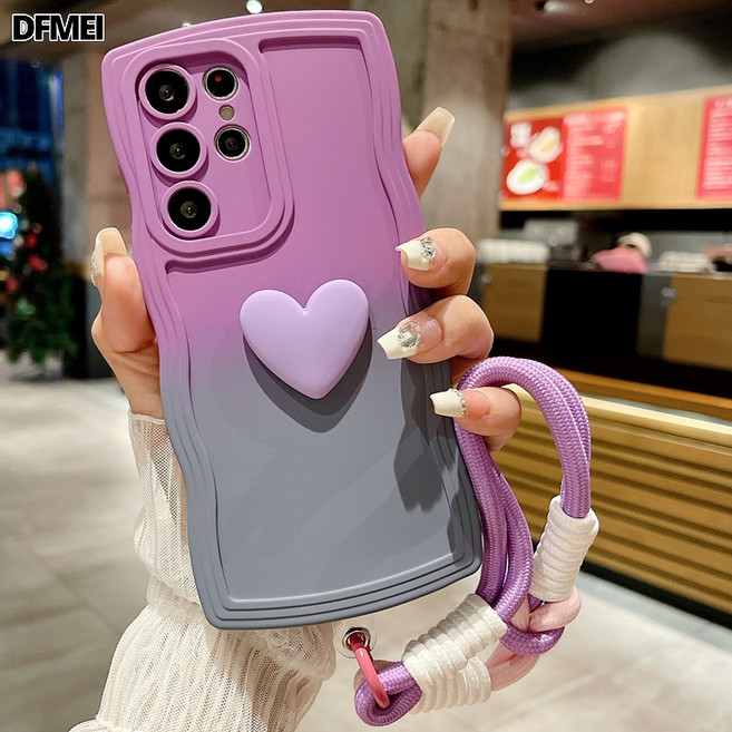 DFMEI 適用三星S25ultra手機殼a17愛心s26掛繩A57高級感S23fe液態A15a26