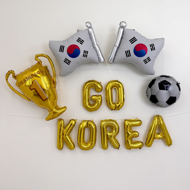 월드컵 풍선장식 축구 응원포토존 장식 축구공 풍선 2026, 1세트, 1. Go korea 풀세트