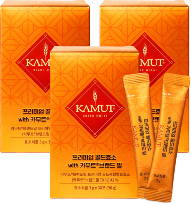 정품 100% 프리미엄 골드 카무트효소 브랜드밀 곡물 발효 효소 한달분, 90g, 3개