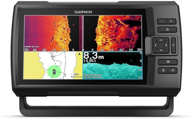 Garmin 010-02550-00 스트라이커 비비드 4cv 사용하기 쉬운 4인치 컬러 피쉬파인더 및 소나 변환기 비비드 스캐닝 컬러 팔레트, 9 Inch, STRIKER Vivid 9sv, Transducer, 1개