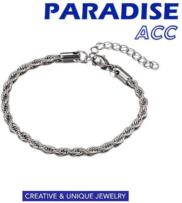 PARADISE 細款麻花手鍊，輕奢高級感設計，316L鈦鋼不過敏不生鏽
